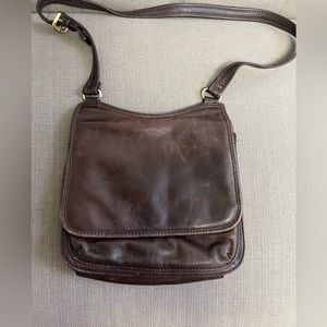 Fossil Vintage Leather Dark Brown Shoulder Cross Body Organizer